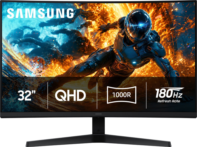Samsung - 32" Odyssey G5 (G55H) QHD 180Hz 1ms AMD FreeSync 1000R Curved Gaming Monitor with HDR10 (DisplayPort HDMI) - Black