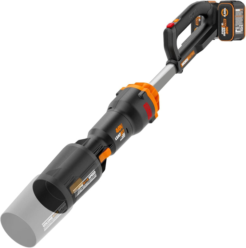 WORX Nitro Power Share PRO 40-volt 620-CFM 165-MPH Battery Handheld Leaf Blower 4 Ah Battery Included Charger Included