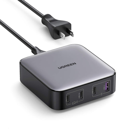 UGREEN - Nexode 4-Port 100W GaN Charging Station USB-C Fast Charging Desktop Charger  for Laptops Tablets Cell Phones - Black