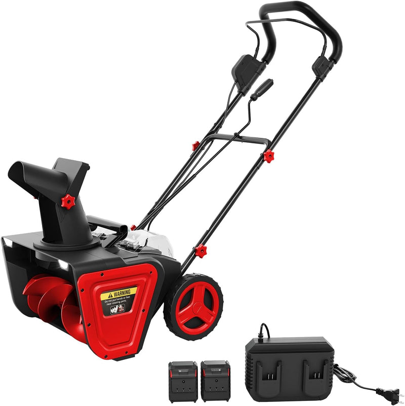 Garvee 40V Electric Snow Blower Cordless 20 in Width Motor Snow Thrower  Dual LED Lights for Walkways Driveways red