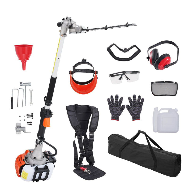 Tatayosi 26CC 2 Cycle Gas Hedge Trimmer Gas Powered Pole Hedge Trimmer with Dual Sided Dual Action Blade 270 degree Adjustable Trimmer Head Suitable for Trimming Shrubs Bushes
