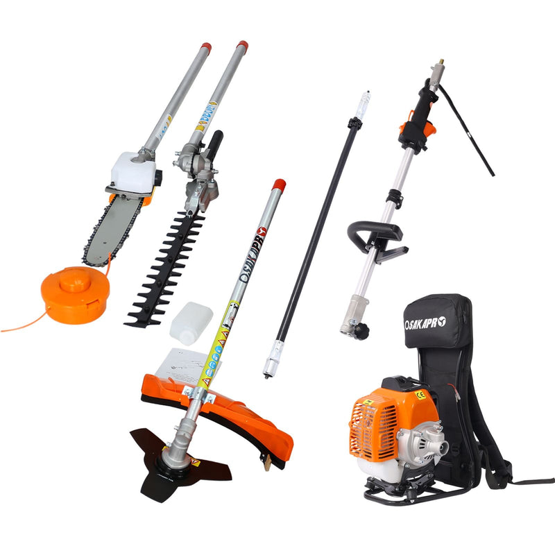 Tatayosi Backpack 4 in 1 Multi-Functional Trimming Tool 52CC 2-Cycle Garden Tool System with Gas Pole Saw Hedge Trimmer Grass Trimmer and Brush Cutter EPA Compliant