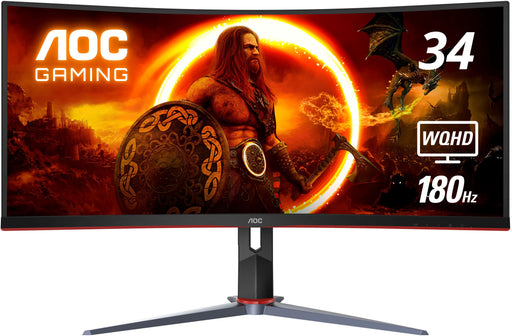 AOC - CU34G2XP 34" VA Curved Gaming Monitor WQHD (3440x1440) 180Hz 1ms Freesync HDR400 - Black/Red