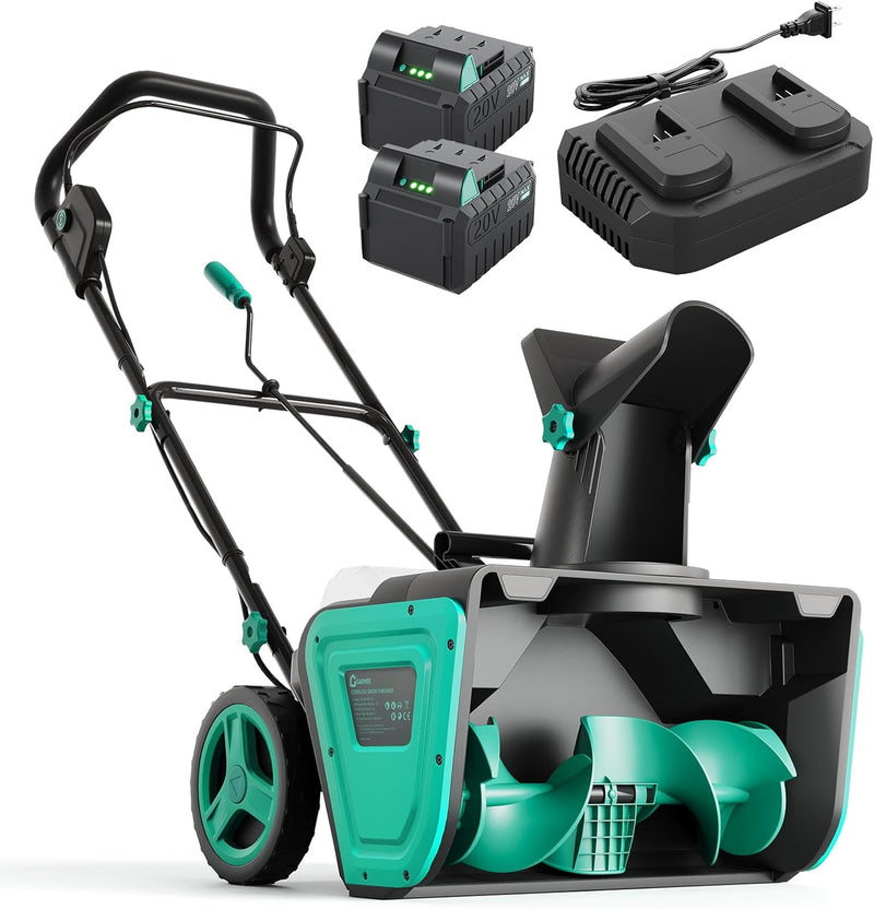 Garvee 20in Snow Blower Cordless Brushless Motor 23FT Throwing Distance 180 Rotating Chute Walkways Driveways Snow Thrower Blaster Dual LED Lights