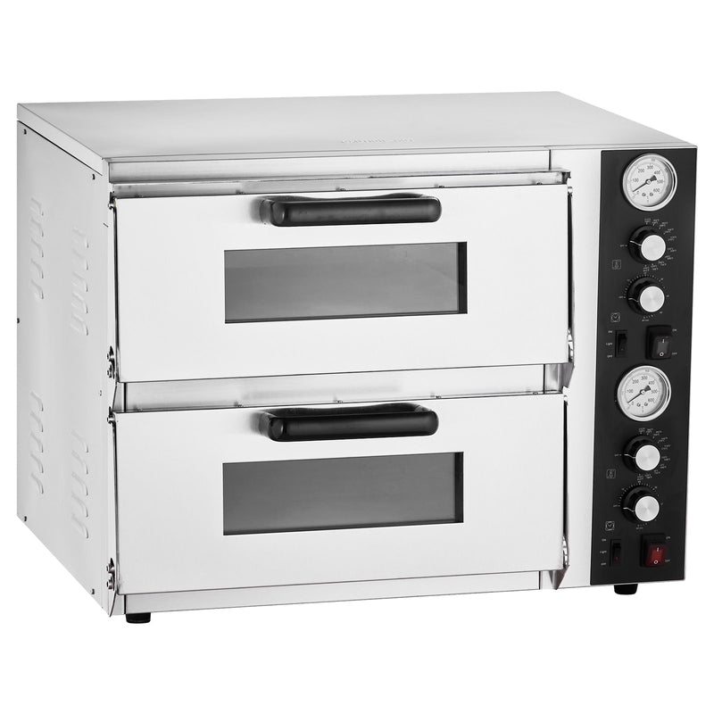 VEVOR Pizza Oven Electric 18in Double-Deck Commercial Countertop Pizza Oven 842 degrees Fahrenheit Max Temp Indoor Pizza Maker with Thermometer Independent Upper and Lower Temp Control and Timer for Home Restaurant