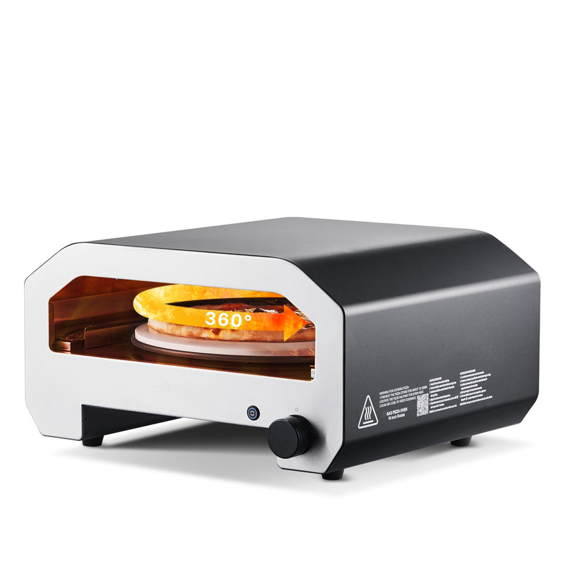 VEVOR Outdoor Pizza Oven 16 in Propane Gas Pizza Maker Portable Pizza-Cooker with  Electric Rotation Thickened Pizza-Stone Carry Bag Propane Pizza-Oven for Outside Backyard Patio Camping Black