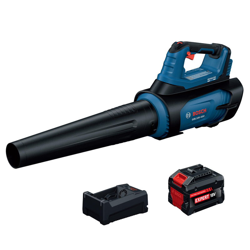 Bosch 18-volt 450-CFM 123-MPH Battery Handheld Leaf Blower 8 Ah Battery Included Charger Included