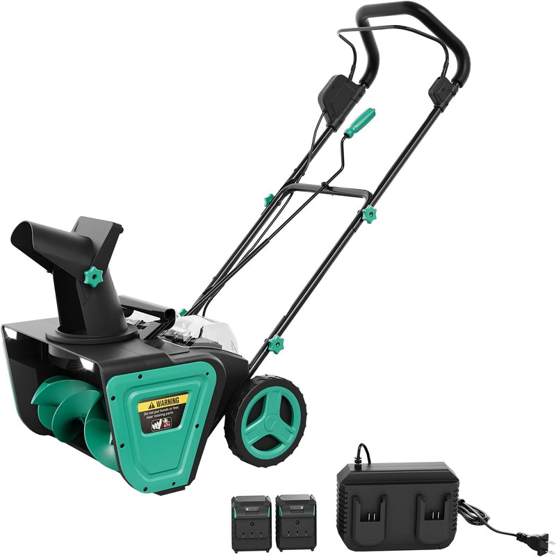 Garvee Electric Snow Blower - Brushless Motor 20 Inch Width 10 Inch Depth 23FT Throwing Distance 180 Rotating Chute Walkways Driveways Snow Thrower Blaster Dual LED Lights (20 in with Battery)