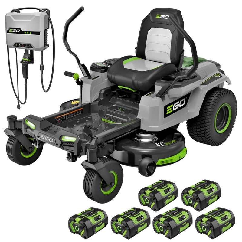 EGO POWER+ Z6 42-in Zero Turn Riding Mower, with (6) 6.0Ah Batteries and 800W Charger