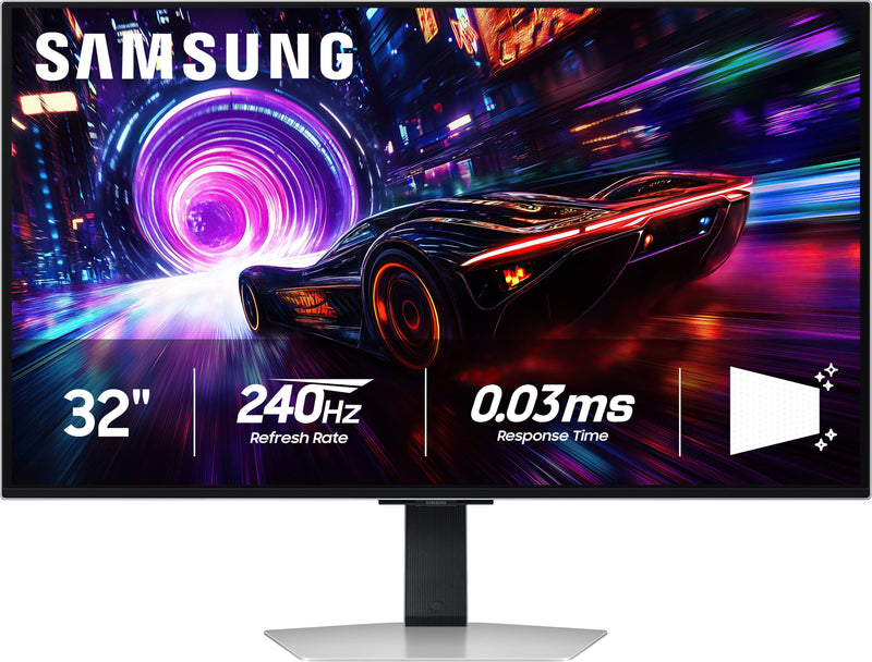 Samsung - 32" Odyssey OLED G8 (G81SF) 4K UHD 240Hz 0.03ms AMD FreeSync Premium Pro Glare Free HDR 400 Gaming Monitor - Silver