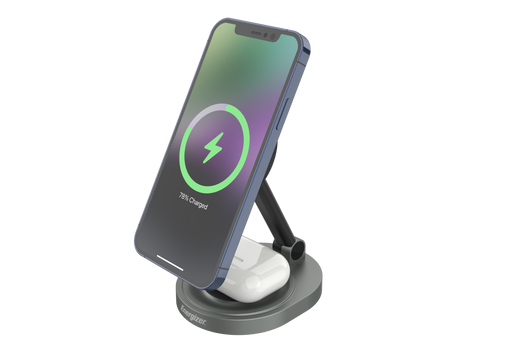 Energizer - 2-in-1 15W Magnetic MagSafe/Qi2 Compatible Fast 15W Charger Charging Station/Stand for iPhone + AirPods + Apple Watch - Black