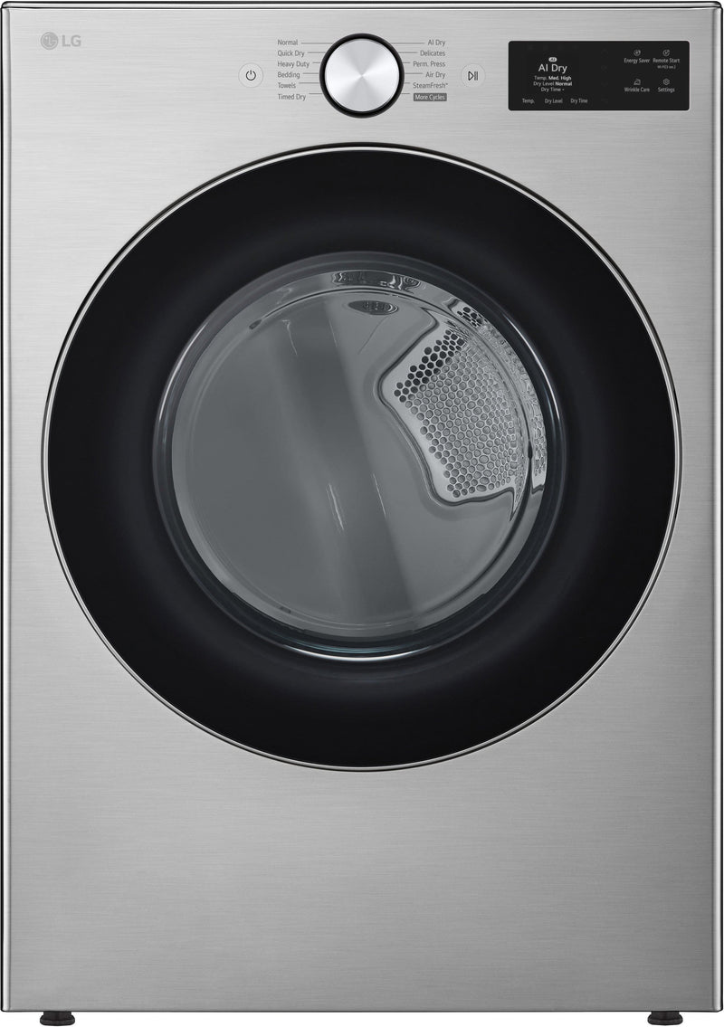 LG - 7.4 Cu. Ft. Smart Gas Dryer with Steam and AI Sensor Dry - Graphite Steel