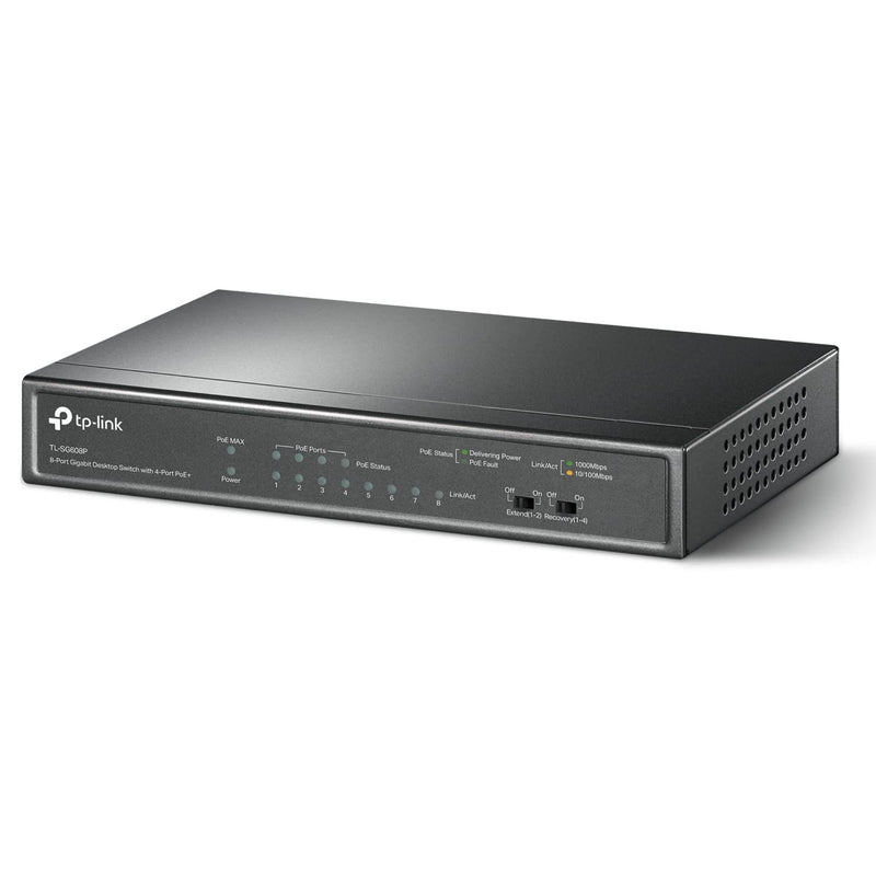 TP-Link - 8-Port Gigabit (10/100/1000Mbps) Desktop Unmanaged PoE Switch - Black