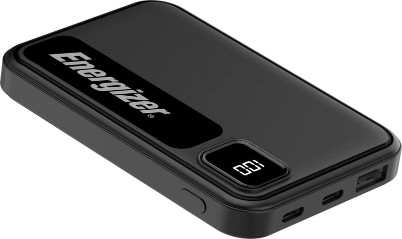 Energizer - MAX 5000mAh 15W USB-C 3-Port Universal Portable Battery Charger/Power Bank w/ LCD screen for Smartphones  Accessories - Black