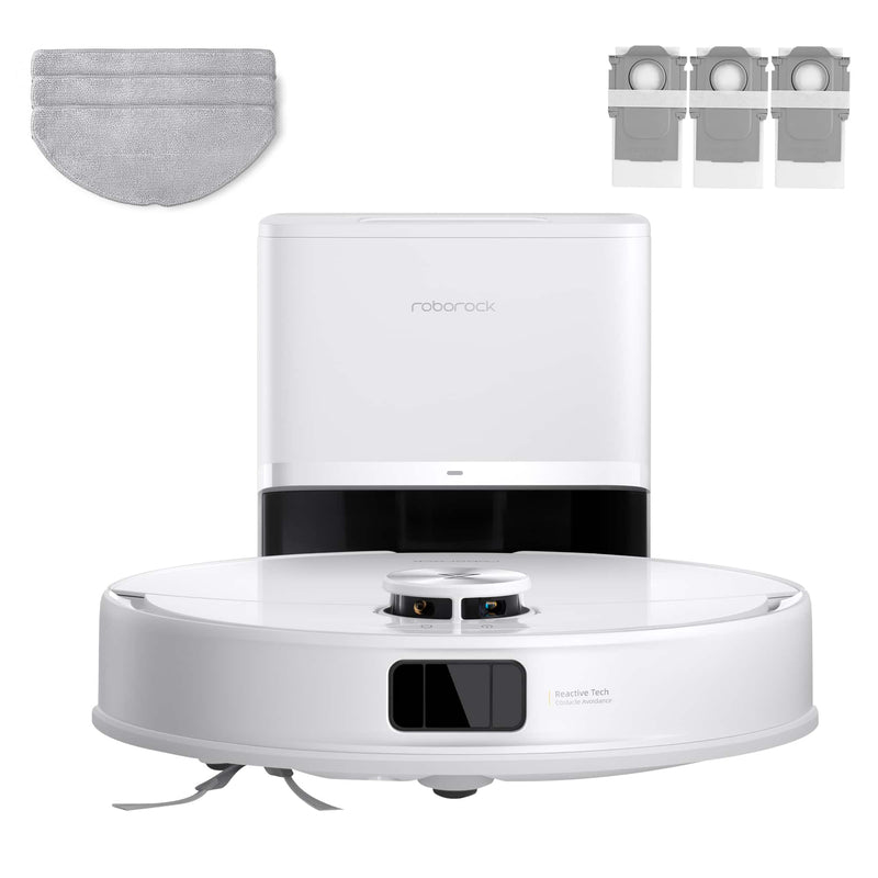 Roborock - Q10 VF+ Robot Vacuum  Mop 10000 Pa Vibrating  Liftable Mop Self-Empty Dock Anti-Tangle Brush Q8Max+ Upgrade - White