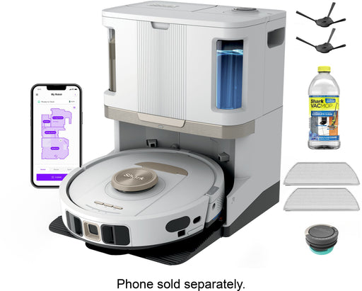 Shark - Stratos 2-in-1 Robot Vacuum  Mop With 25+ Hands-Free Features  NeverTouch Self-Cleaning Base - White