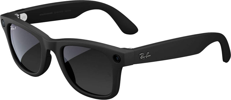 Ray-Ban Meta - Wayfarer glasses with Meta AI Audio Photo Video Compatibility - Polarized Gradient Graphite Lenses - Matte Black