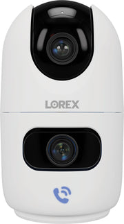 Lorex - 2K Dual-Lens Indoor Pan-Tilt Wireless Camera - White