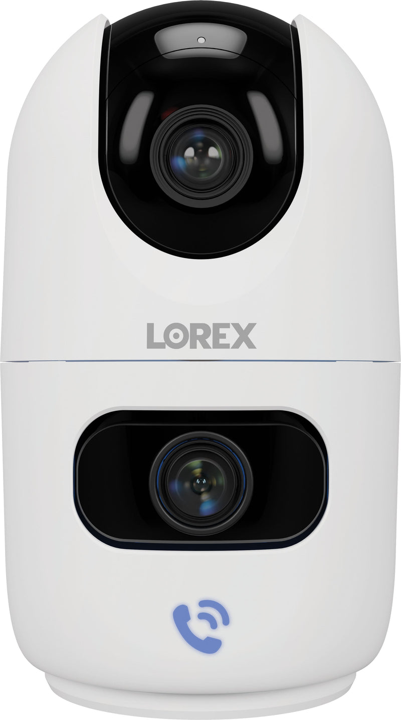 Lorex - 2K Dual-Lens Indoor Pan-Tilt Wireless Camera - White