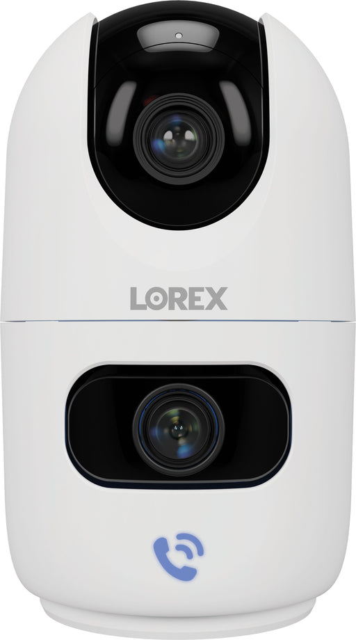 Lorex - 2K Dual-Lens Indoor Pan-Tilt Wireless Camera - White