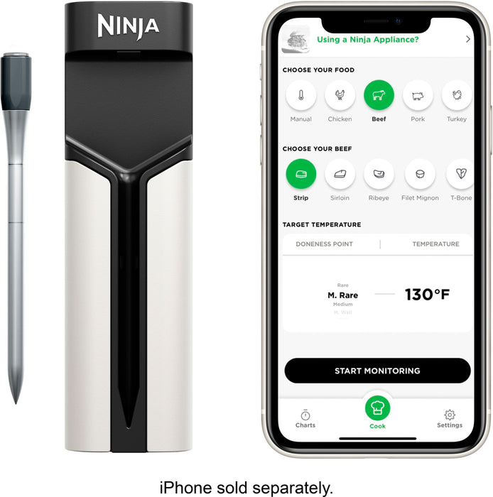 Ninja - ProChef Wireless Thermometer Indoor  Outdoor 700F extended battery life long range connection waterproof - Black/Silver