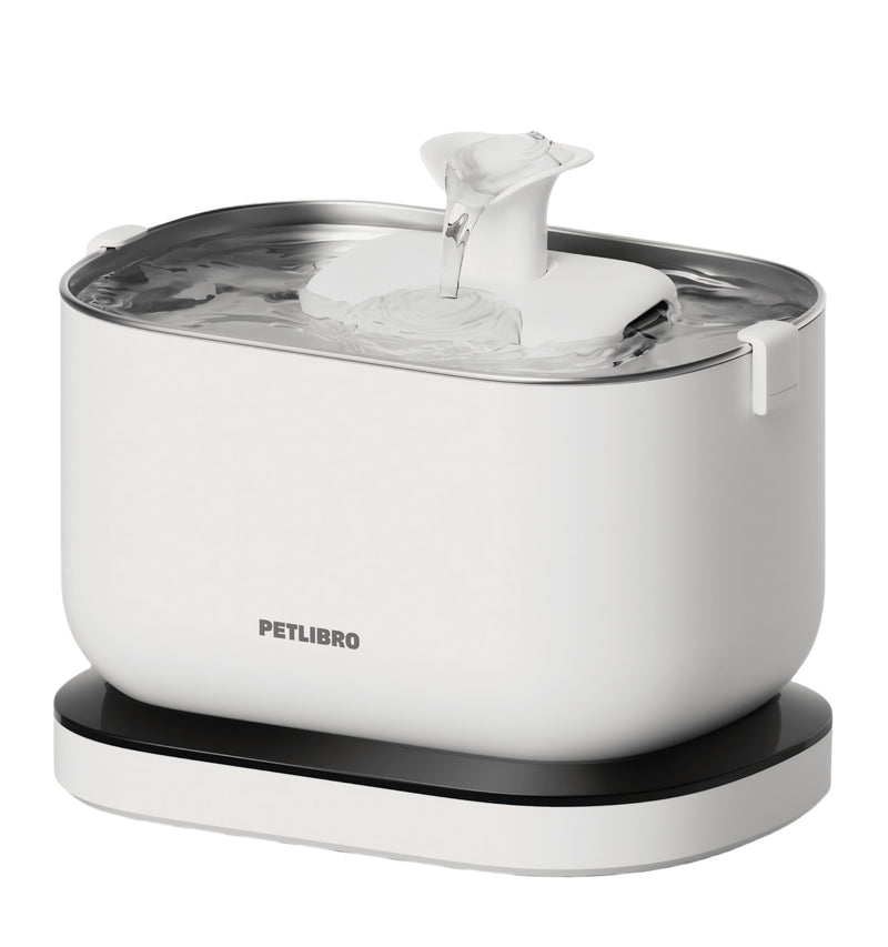 PETLIBRO - Dockstream Stainless Steel 2.5L Cat and Dog Drinking Fountain with Battery Operation - White