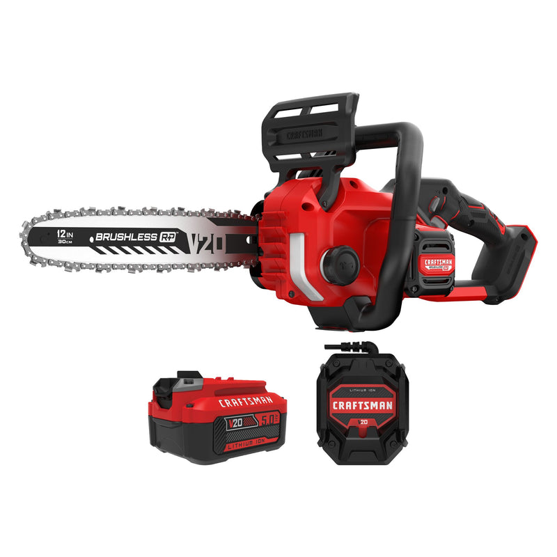 CRAFTSMAN V20 20-volt max 12-in Battery 5 Ah Chainsaw Battery Included Charger Included