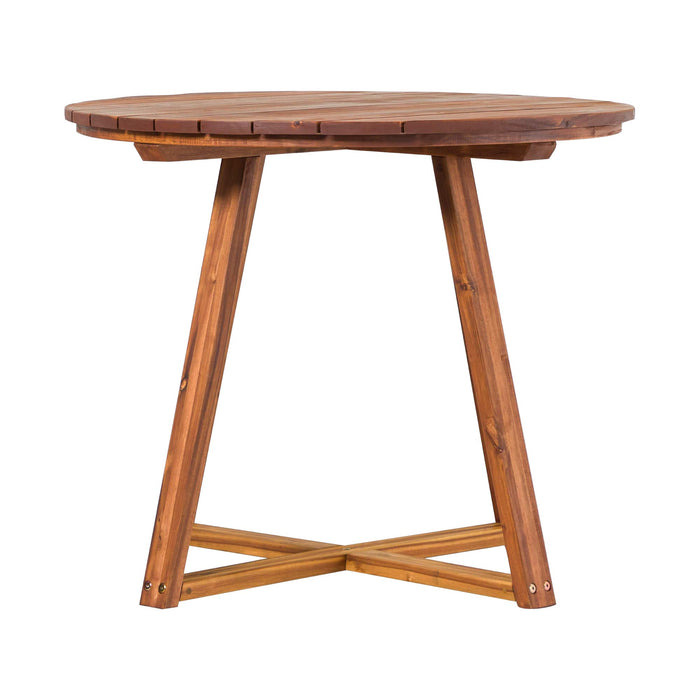 Walker Edison - Modern Solid Acacia Wood Round Outdoor Dining Table - Brown