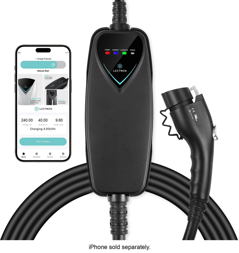 Lectron - J1772 Level 2 NEMA 14-50 WiFi Electric Vehicle (EV) Charger-up to 40A- 16' - Black