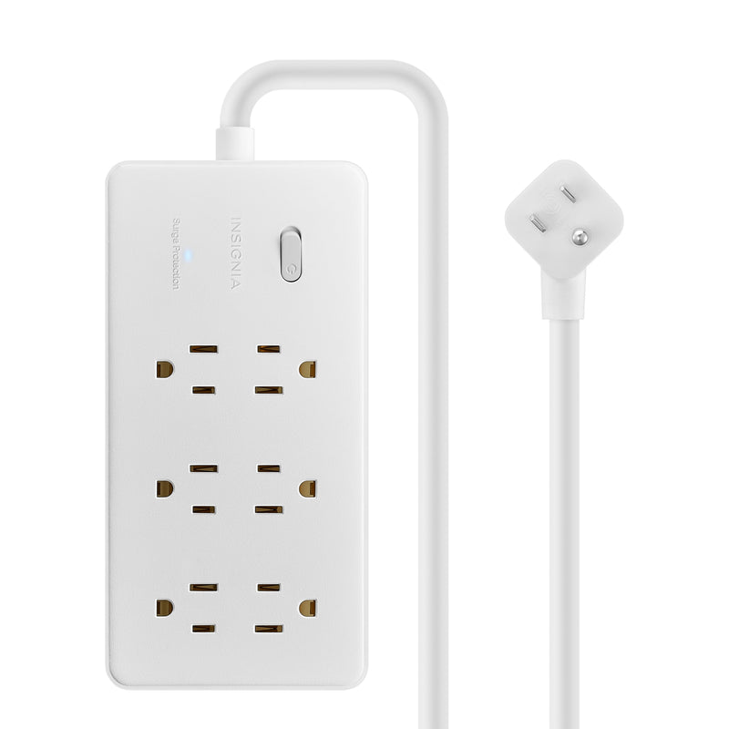 Insignia - 6-Outlet 980 Joules Surge Protector Strip with 3 ft. Power Cord - White