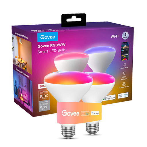 Govee - BR30 1000 Lumens Smart LED Bulb (2-Pack) - Multi