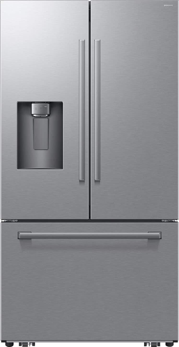 Samsung - Bespoke AI 24 cu. ft. Counter Depth 3-Door French Door Refrigerator with Zero Clearance Fit  Sphere Ice - Stainless Steel