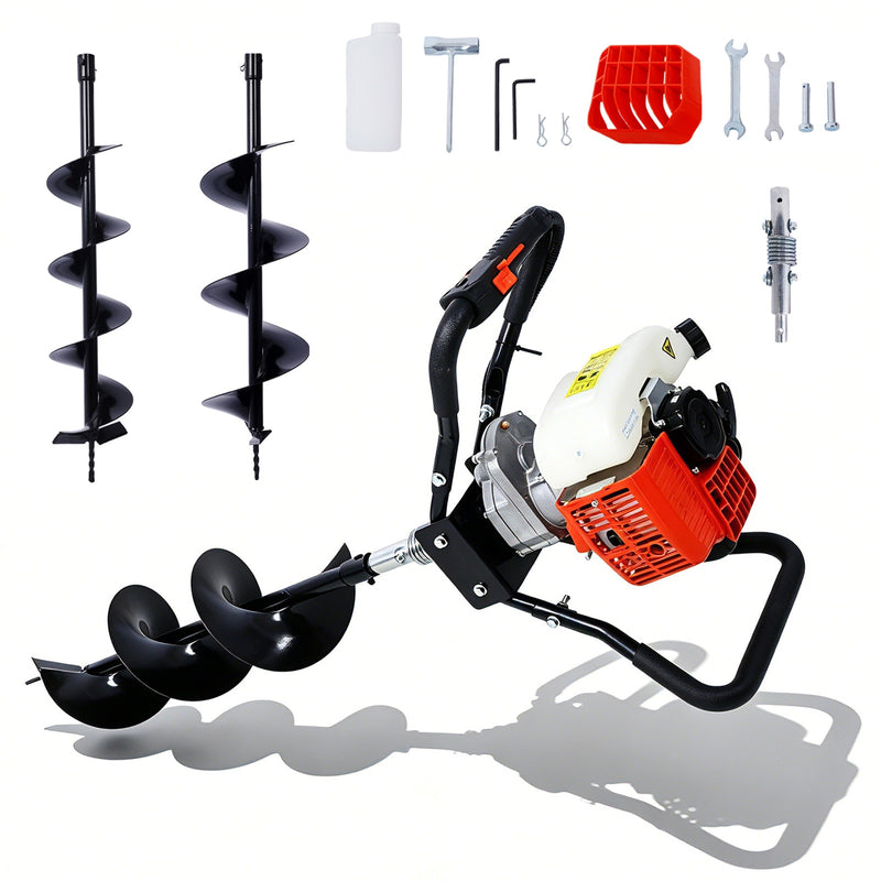 Tatayosi Post Hole Digger 43cc Post Hole Digger Gas Powered Earth Digger with 6 and 8 Inches and absorber Earth Auger Drill Bit 30 inch Long Alloy Steel Auger for Farmland Garden and Plant EPA Certification