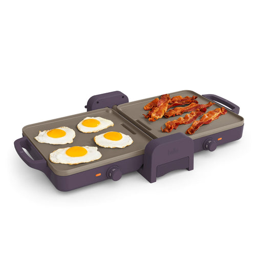 Bella - Fits-anywhere Kitchenware 10" x 20" Fold  Store Dual Temp Electric Griddle - Plum