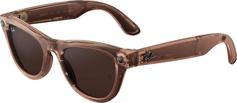 Ray-Ban Meta - Skyler (Gen 2) glasses with Meta AI Audio Photo Video Compatibility - Transitions Brown Lenses - Shiny Transparent Peach