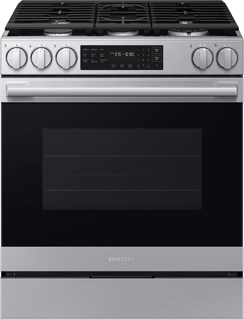 Samsung -6.0 cu ft Bespoke Smart Slide-In Gas Range with True Convection -Stainless Steel