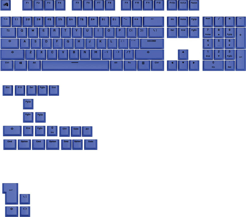 Glorious - GPBT Basics Universal Keycap Set Compatible with Most 100 85 80 TKL 60 Compact 75 Mechanical Keyboards - Mana Blue