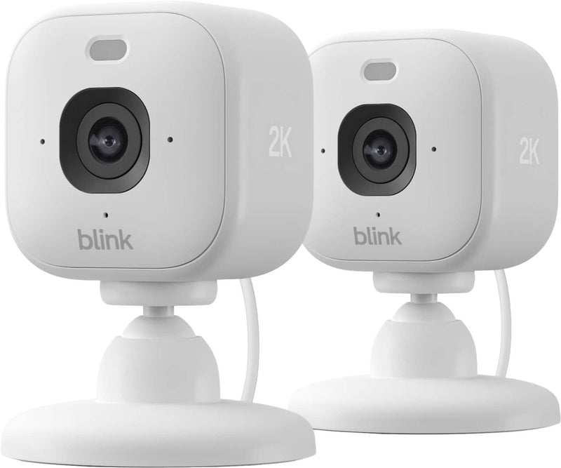 Blink - Mini 2K+ Compact plug-in security camera 2K video resolution color night vision enhanced audio - 2 Cam - White