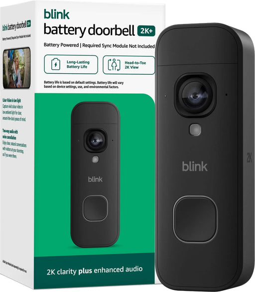 Blink - Battery Doorbell 2K+ (Add-On) — Wireless video doorbell 2K resolution enhanced audio - Black