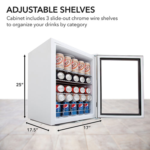 Whynter - 90-Can Beverage Refrigerator - White cabinet with stainless steel trim