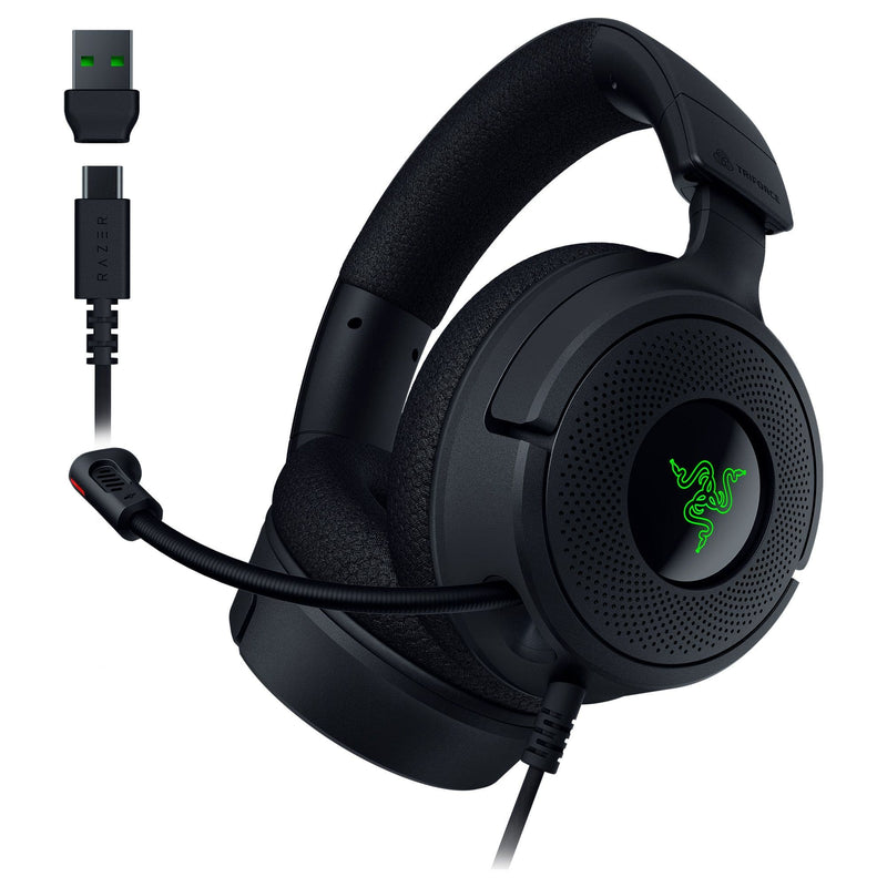 Razer - Kraken V4 X Wired Over-the-Ear Gaming Headset for PC Mac Playstation Nintendo Switch Steam Deck Mobile and Tablet - Black