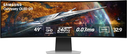 Samsung - 49" Odyssey OLED G9 (G95SC) DQHD 240Hz 0.03ms G-Sync Compatible Curved Smart Gaming Monitor - Silver