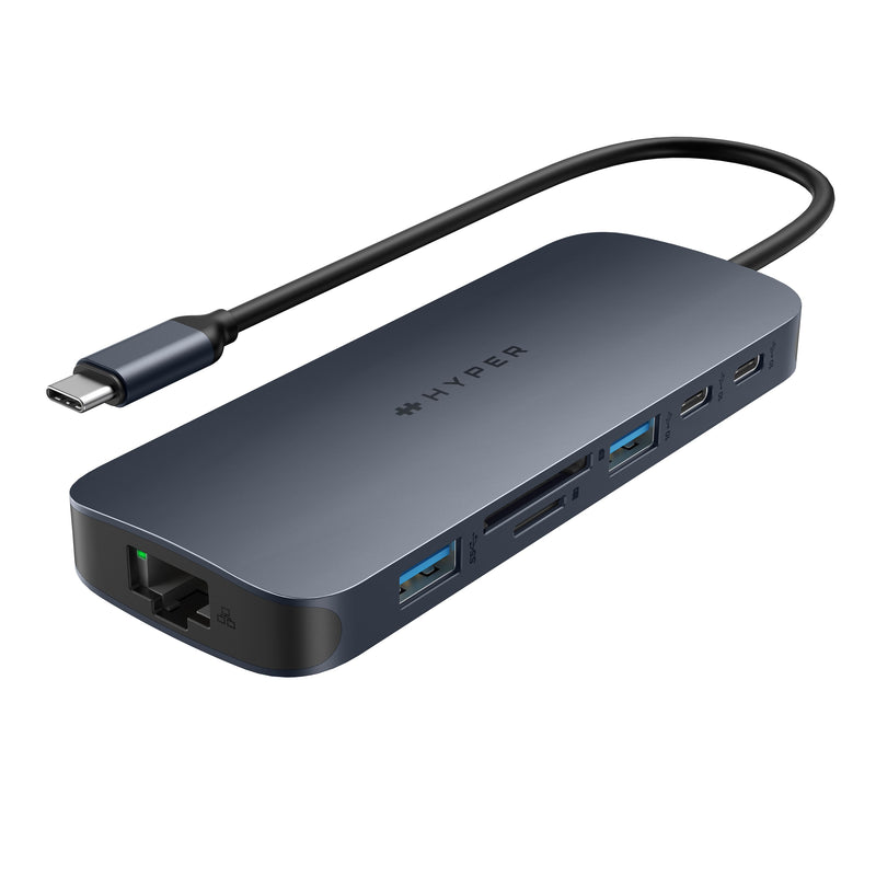 Hyper - HyperDrive Next 10 Port USB-C Hub 4K HDMI Ethernet 2 USB-C 2 USB-A microSD/SD travel dock for MacBook/PC - Midnight Blue
