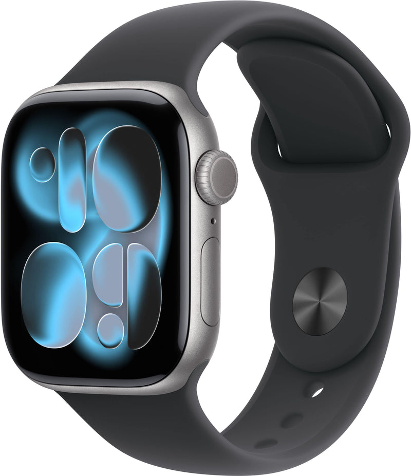 Apple Watch Series 11 (GPS+Cellular) 42mm Aluminum Case with Black Sport Band - S/M - Space Gray - (2025)