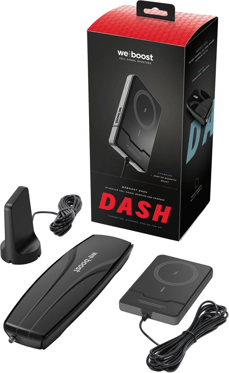 weBoost - Dash Cell Phone Signal Booster with Qi2/MagSafe Compatible Wireless Charger - Black