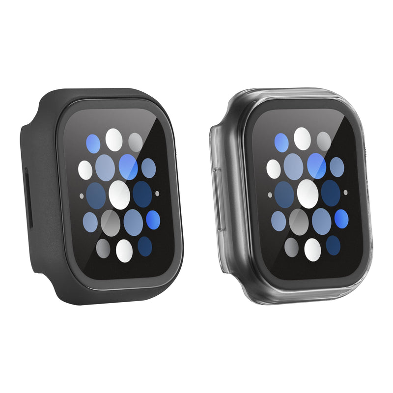 Insignia - Bumper with Glass Screen Protector for Apple Watch 40/41mm - Black and Clear