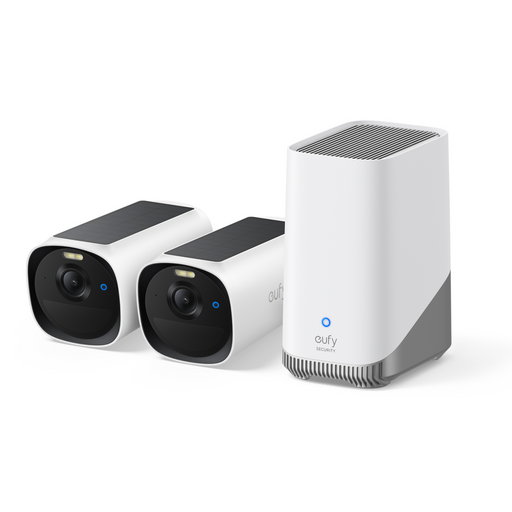 eufy - eufyCam E40 2-Cam Kit (HomeBase S380) Outdoor Wireless Solar Security Camera Local Storage No Monthly Fee - White
