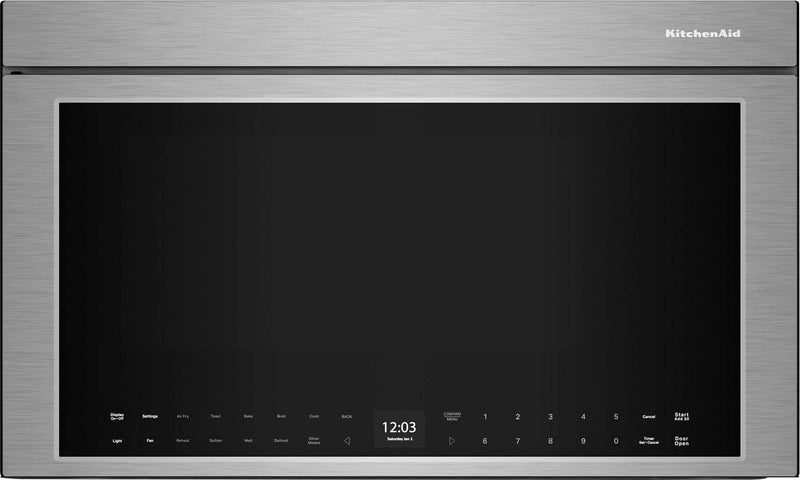 KitchenAid - 1.1 Cu. Ft. Convection Flush Built-In Over-the-Range Microwave with Air Fry Mode - Stainless Steel