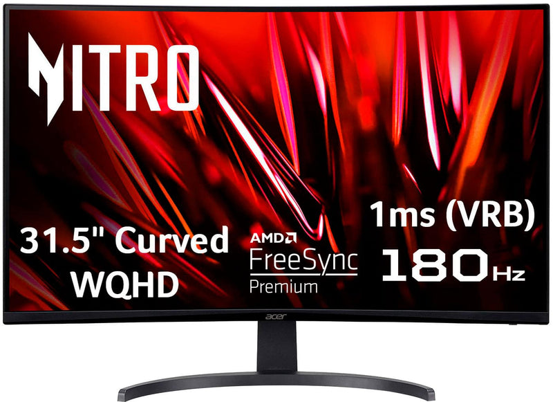 Acer - Nitro Gaming 31.5" Curved WQHD 180Hz 1ms FreeSync Premium Gaming Monitor (DisplayPort HDMI x2) - Black