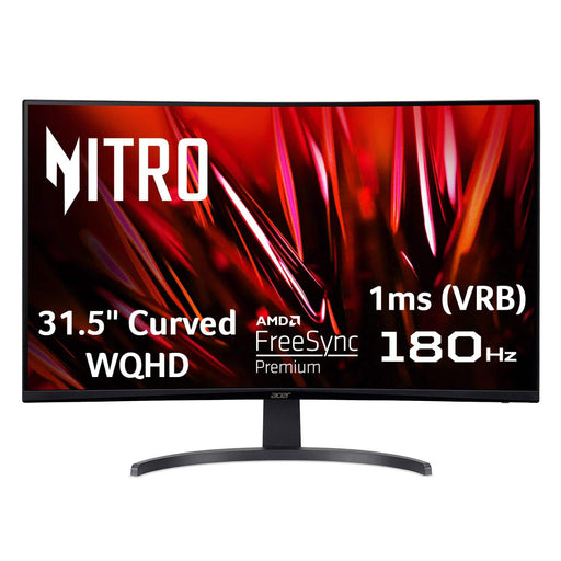 Acer -Nitro Gaming 31.5" Curved WQHD 180Hz 1ms FreeSync Premium Gaming Monitor (DisplayPort HDMI x2) - Black